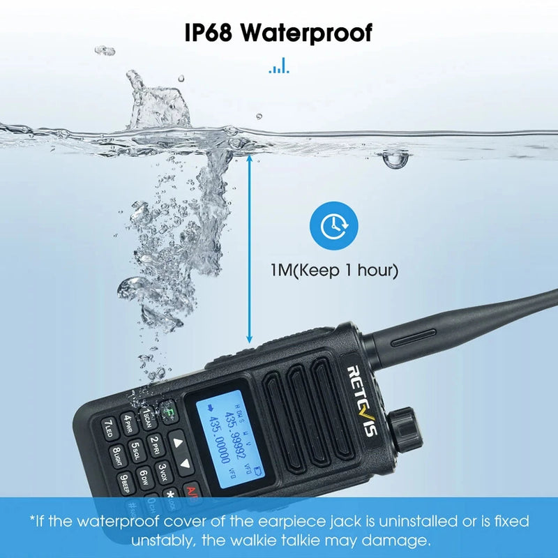 Retevis RA89 Ham Radio 10W Walkie Talkie Long Range IP68 Type-C Transceiver FM VHF UHF Communication Radio for Emergency