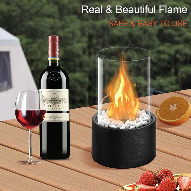16x27cm Desktop Alcohol Fireplace Lamp Indoor Stainless Steel Small Portable Heating Stove Round Glass Creative Atmosphere Lamp