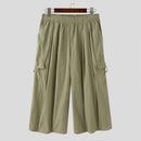 INCERUN Men Casual Wide Leg Pants Lightweight Solid Color Loose Fit Straight Wide-leg Trousers for Men, Plus Size S-5XL