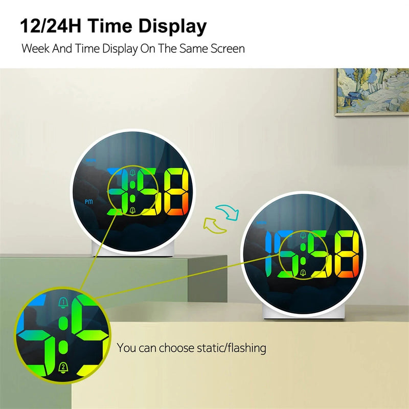 Multifunctional Compact LED Digital Alarm Clock with Dual Alarm Snooze 12/24H Display Adjustable Brightness and Dual Power Supply Options Ideal for Bedroom Living Room Kitchen and Office