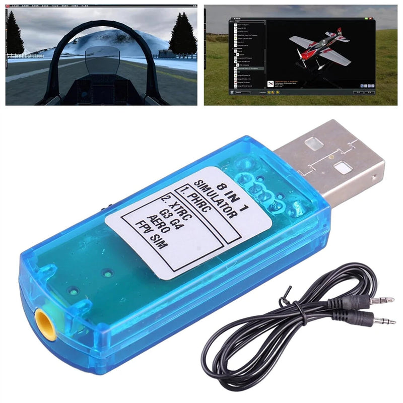 8 in 1 USB Flight Simulator with Cable for Phoenix5.0 XTR5 FMS G4 FPV Racer Drone Airplane Helicopter Controller
