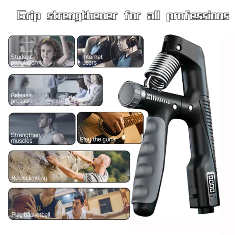 KALOAD 10-100Kg Adjustable Electronic Counting Hand Grip Finger Exerciser for Forearm Muscle Recovery Fitness Gym Training