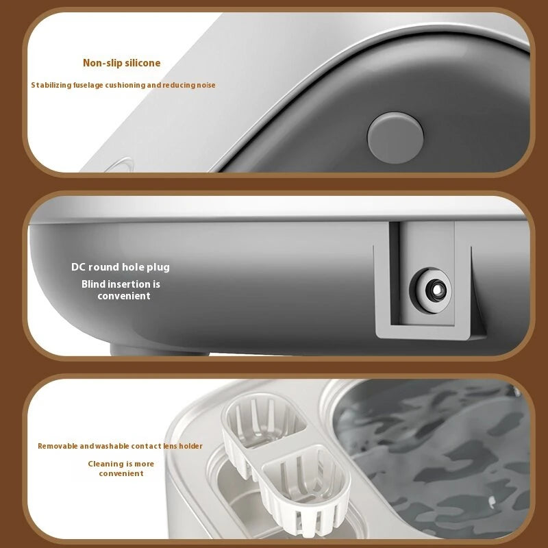 Ultrasonic Glasses Cleaning Machine Dual Compartment Jewelry Eyeglass Third Gear High Frequency Vibration Washing Machine