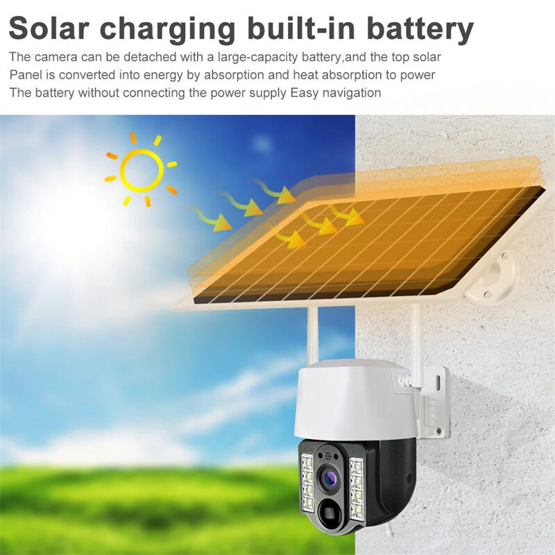 VC3 WiFi Solar Camera 2MP PTZ Outdoor Power Camara HD Night Vision PIR Humanoid Detection Two-way Audio CCTV Security Protection Built in Battery with Solar Panel IP66 Waterproof Security Cam