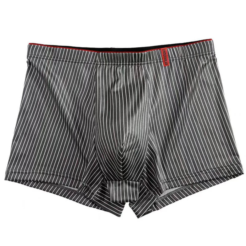 4pcs Men's Underwear Sports Boxers, Casual Striped Boxer Trunks, Breathable Comfy High Stretch Boxer Panties