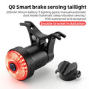 ROCKBROS Q0 Qzero Bicycle Taillight Smart Auto High Brightness Brake Sensing Waterproof LED USB Charging Bike Rear Light for Mountain Road Night Ride