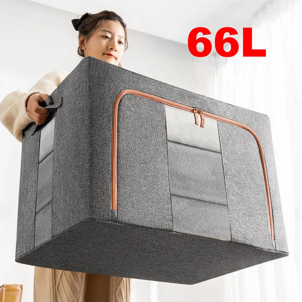 HONEIER 66L Storage Bags Clothes Organizer Storage Containers with Durable Handles Thick Fabric for Clothing Blanket Comforters Bed Sheets Pillows