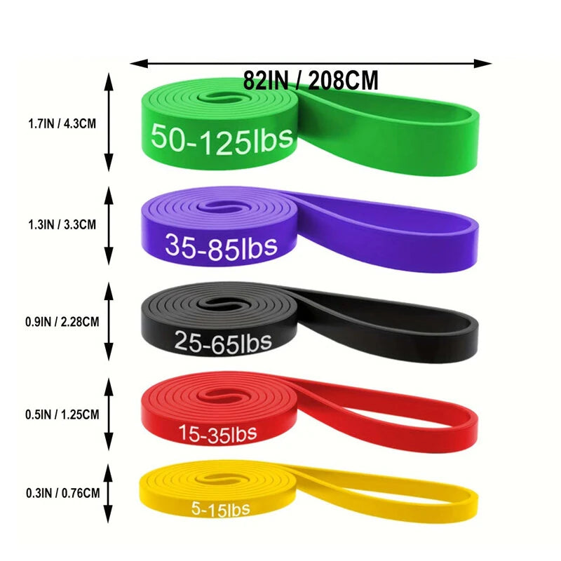 KALOAD 5pc Pull Up Resistance Bands 5-125lbs Assist Exercise Workout Band Set for Fitness Strength Weightlifting and Powerlifting- Stretch Mobility Assistance Bands at Home Gym/Crossfit Training