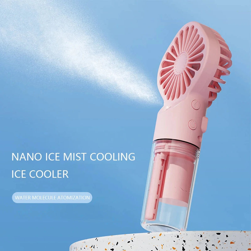 Mini Air Conditioner USB Rechargeable with Nanotechnology Cooling Mist Powerful Motor 4-Speed Wind Adjustable Efficient Cooling and Humidifying Function Ideal for Home Office and Dorm