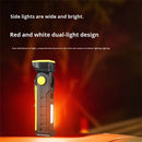 Powerful Dual Light Source Flashlight Handheld Folding Lamp Camping Working Torch USB Charging Digital Display with Magnet Car Inspection Outdoor Red Warning Flash Light