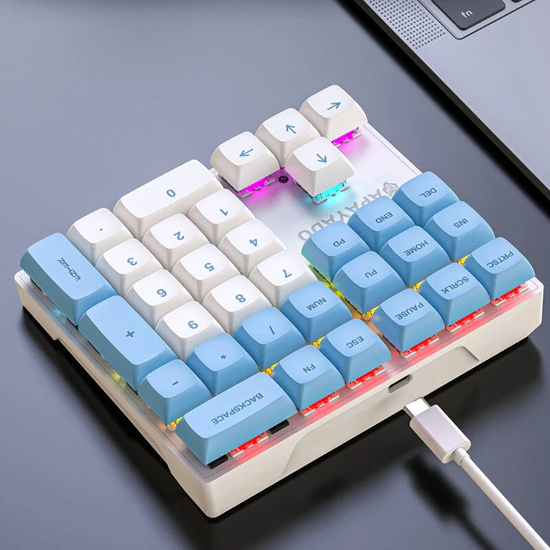 Mechzone K33 33-Keys Wired Mechanical Keypad Mini RGB Numeric Keyboards PBT Sublimation Keycaps Red Switch for Finance Business Keypad Laptop Keyboard