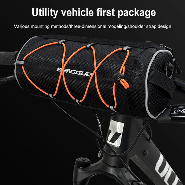 BENGGUO 2.5L Multi-functional Bike Handlebar Bag Portable Reflective Large Capacity Storage Shoulder Bag Bicycle Bag for Outdoor Cycling