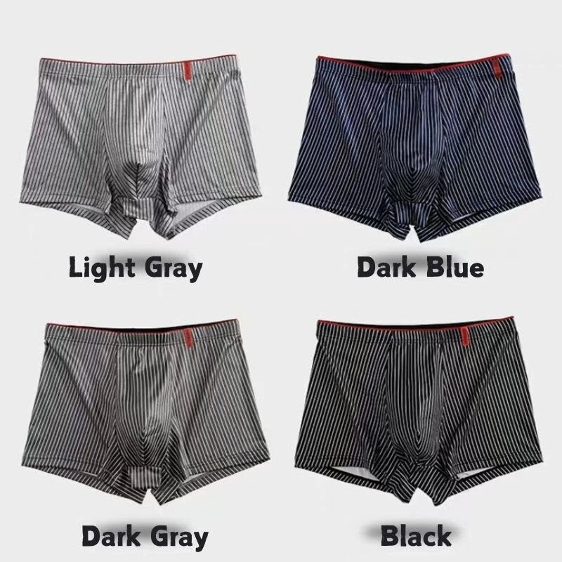 4pcs Men's Underwear Sports Boxers, Casual Striped Boxer Trunks, Breathable Comfy High Stretch Boxer Panties