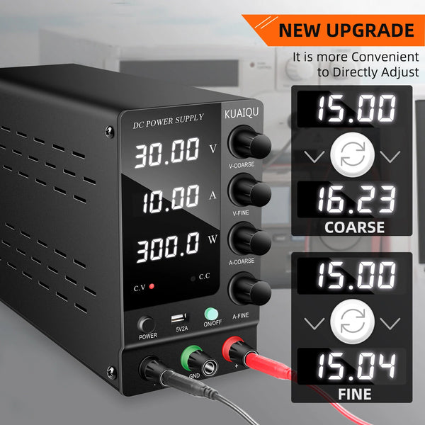 KUAIQU SPS-C Series Adjustable Voltage Power Supply Precision Control from 0-120V Voltage and 0-10A Current Superior Load Stability Detailed Digital Display Compact Design Ideal for Electronics Testing and Servicing