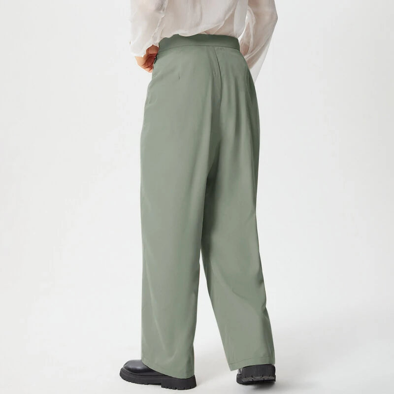 INCERUN Mens Deconstructed Ruched Design Pant Fashion Solid Color Casual Long Trousers with Side Zipper Large Size for Men S-5XL