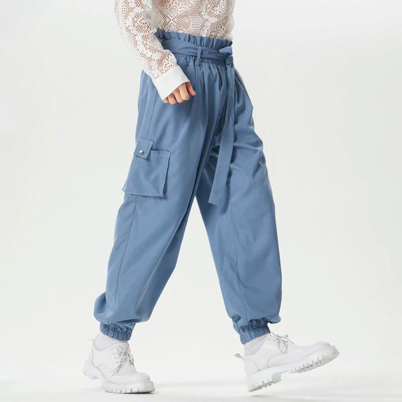 INCERUN Men Pants Tie Design Solid Color Casual Elastic Trousers Comfy Daily Solid Color Pants with Side Pockets