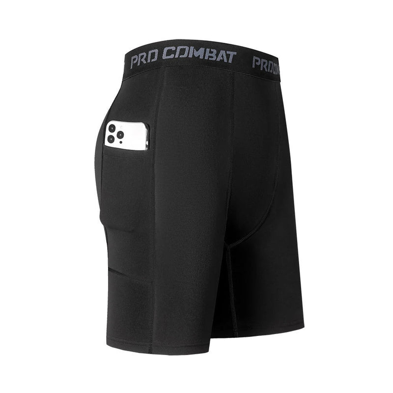 4 Pcs Men's Sports Skinny Long Boxer Briefs Shorts With Side Pocket, Breathable Comfy Quick Drying Stretchy Boxer Trunks, Sports Trunks, Swim Trunks For Beach Pool, Men's Novelty Underwear