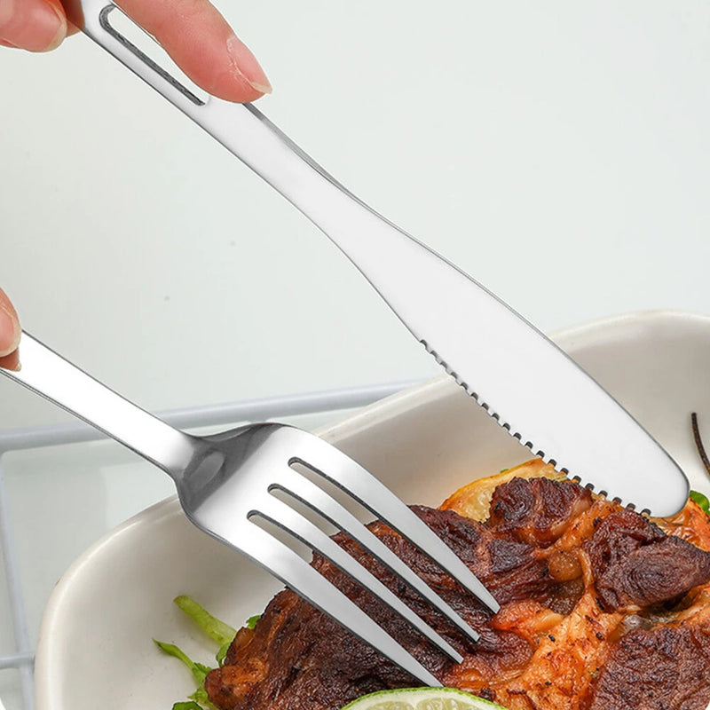 IPRee 7PCS Stainless Steel Camping Cutlery Set Portable Travel Picnic Utensils Fork Spoon Outdoor Dinnerware for Hiking