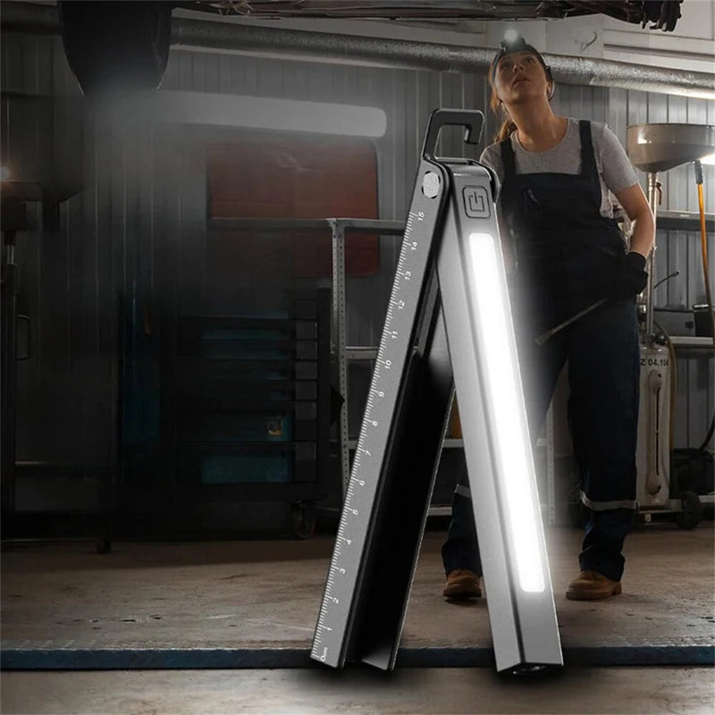 Portable LED +COB Mini Nursing Strong Light Rechargeable Emergency Ruler Work Light Flashlight Light With Magnet Maintenance Light