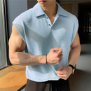 INCERUN Mens Lapel Tank Top Fashion-forward Casual Men's Vest Collection Korean Style Solid Color V-Neck Tank Top