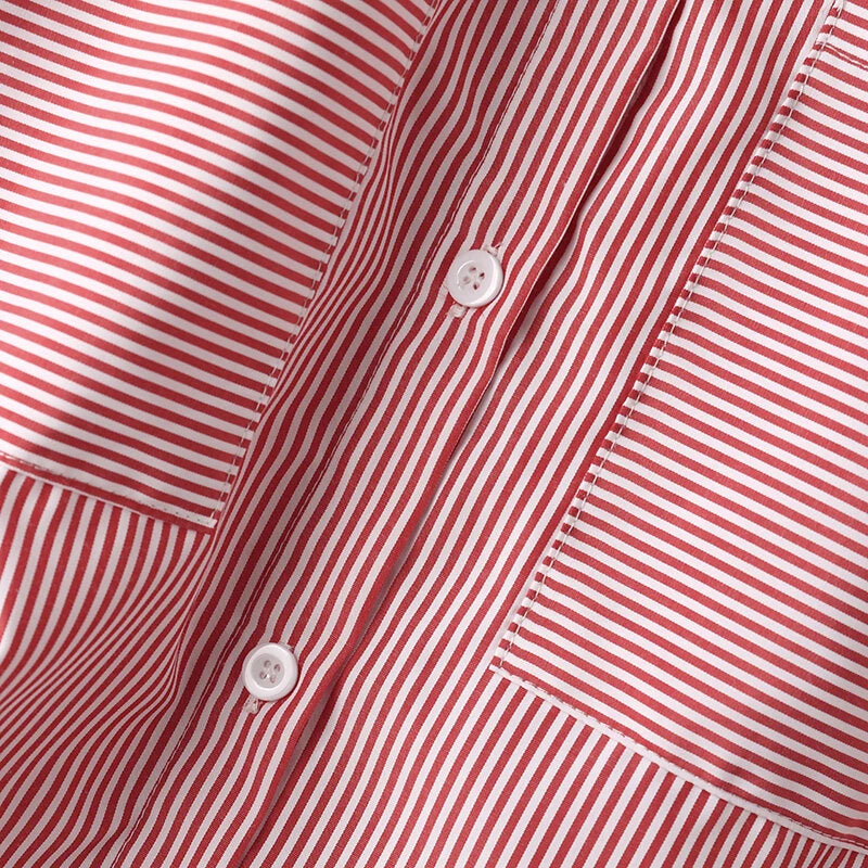 ZANZEA Women's Striped Shirt Summer 3/4 Sleeve Lantern Sleeve Front Pockets Casual Blouse Top