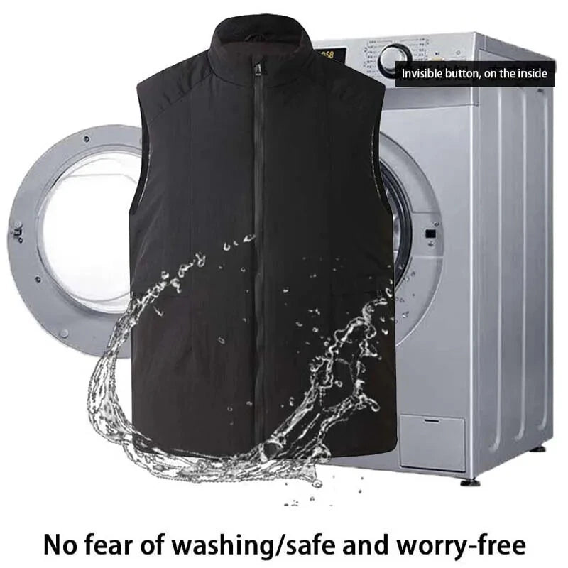 TENGOO HV-06S 6 Areas Heated Vest Winter USB Electric 3 Gear Adjustable Temperature Heated Vest Windproof Washable Thermal Waistcoat for Cycling Fishing Hiking Vest