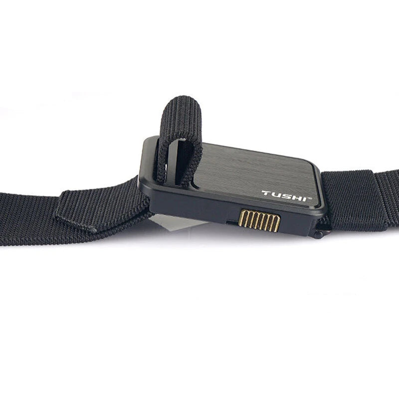 TUSHI 120cm Metal Buckle Tactical Belt Nylon Wistand Inserting Buckle Military Fan for Men Women