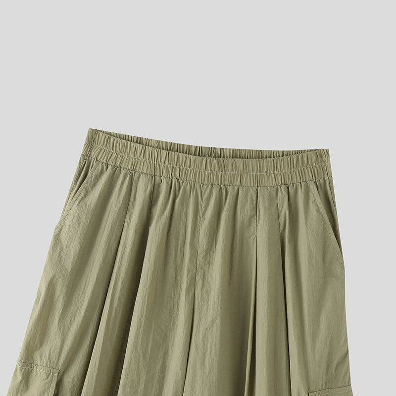 INCERUN Men Casual Wide Leg Pants Lightweight Solid Color Loose Fit Straight Wide-leg Trousers for Men, Plus Size S-5XL