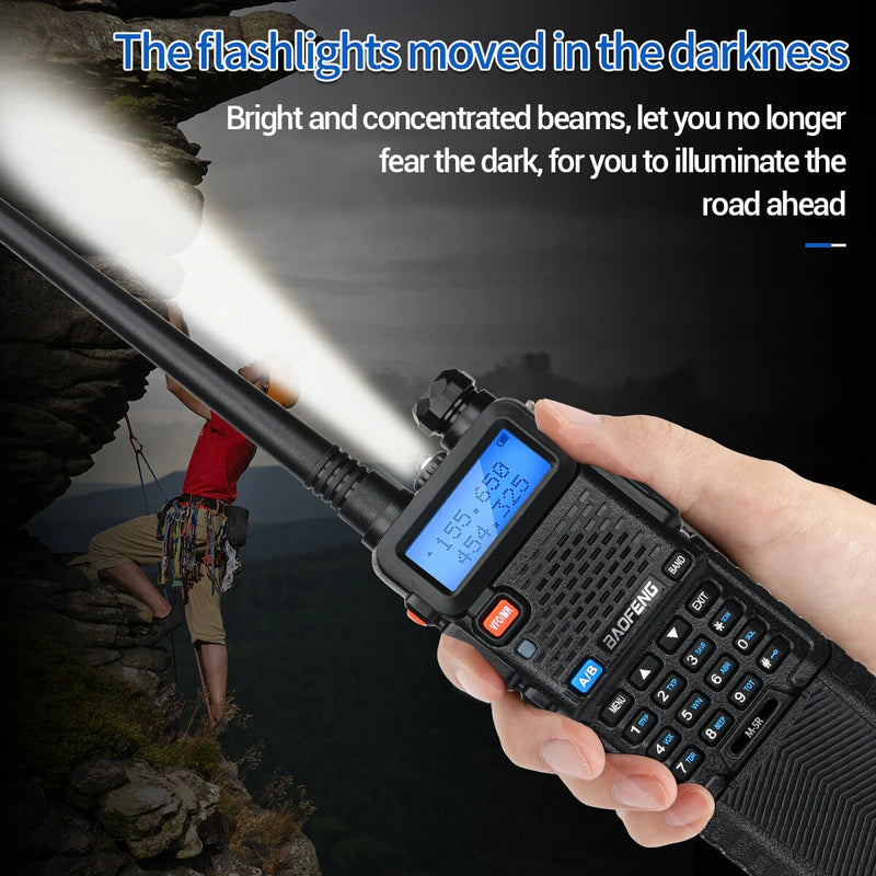 Baofeng M-5R Walkie-Talkie 5W 8W Power Extended Version One-Key Frequency AM Aviation Full-Band 3800mAh Battery Outdoor Radio