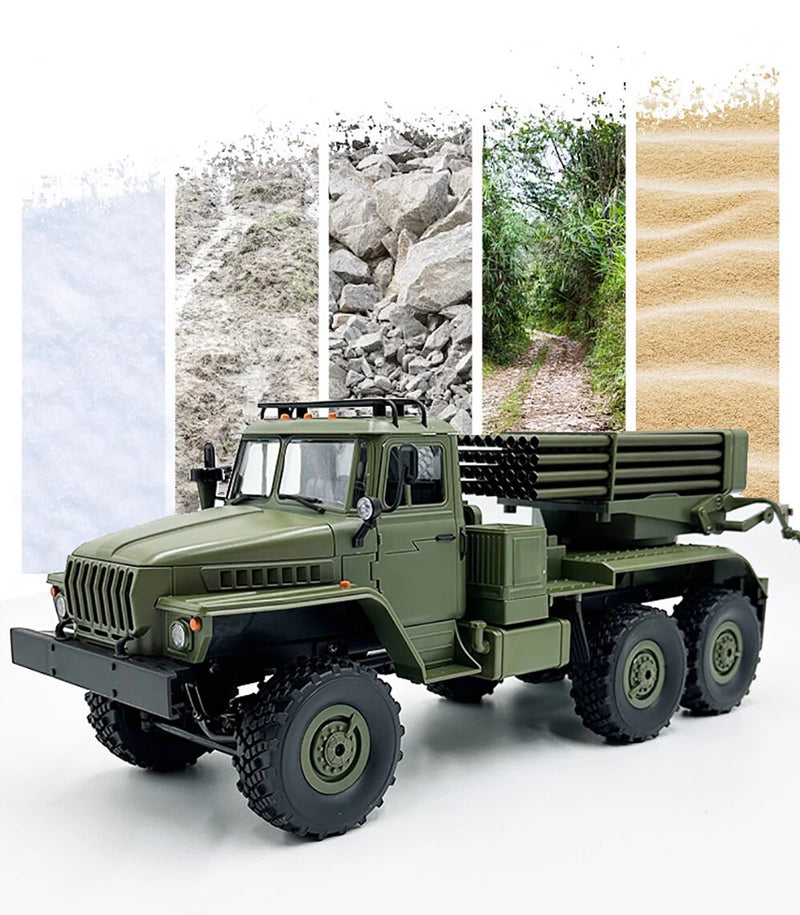 WPL B36-2 1/16 2.4G 6WD RTR Rc Car Hail Rocket Launcher BM-21 Military Truck Rock Crawler Vehicle Models Toy Proportional Control