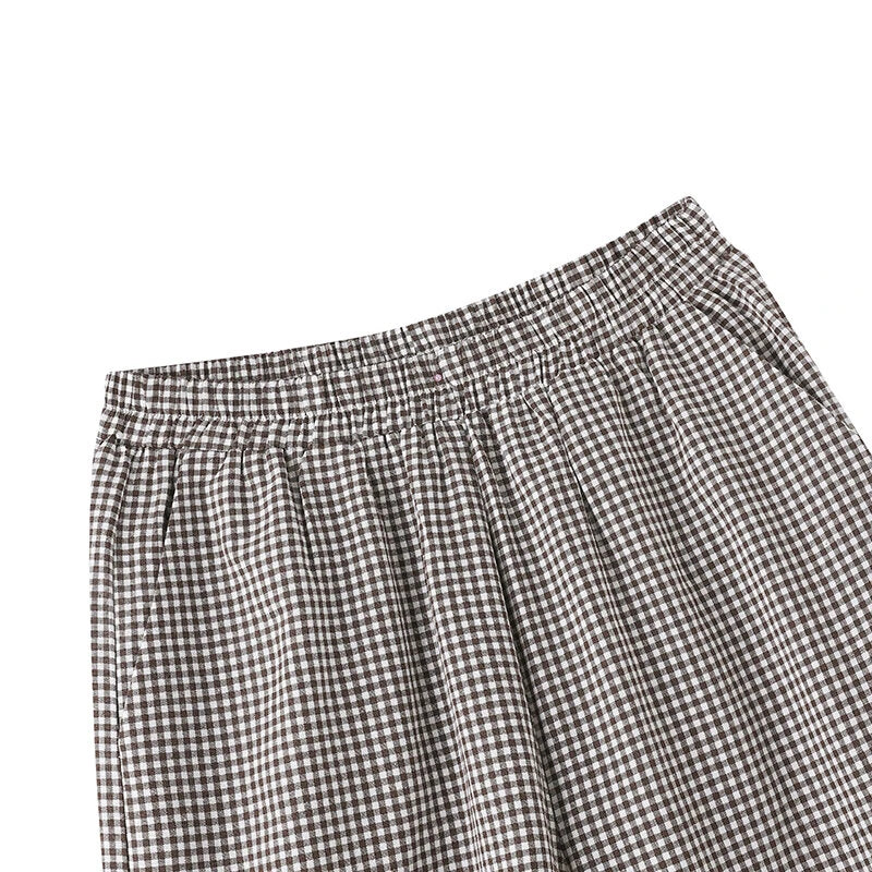 ZANZEA Womens Geometric Printed Wide Leg Pants Vintage Elastic Waist Straight Pleated Trouser Loose Fit