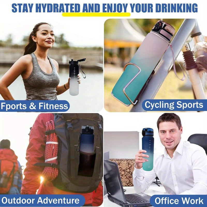 IPRee 1L Large Capacity Sports Water Bottle Leak Proof Colorful Plastic Cup Drinking Outdoor Travel Portable Gym Fitness Jugs