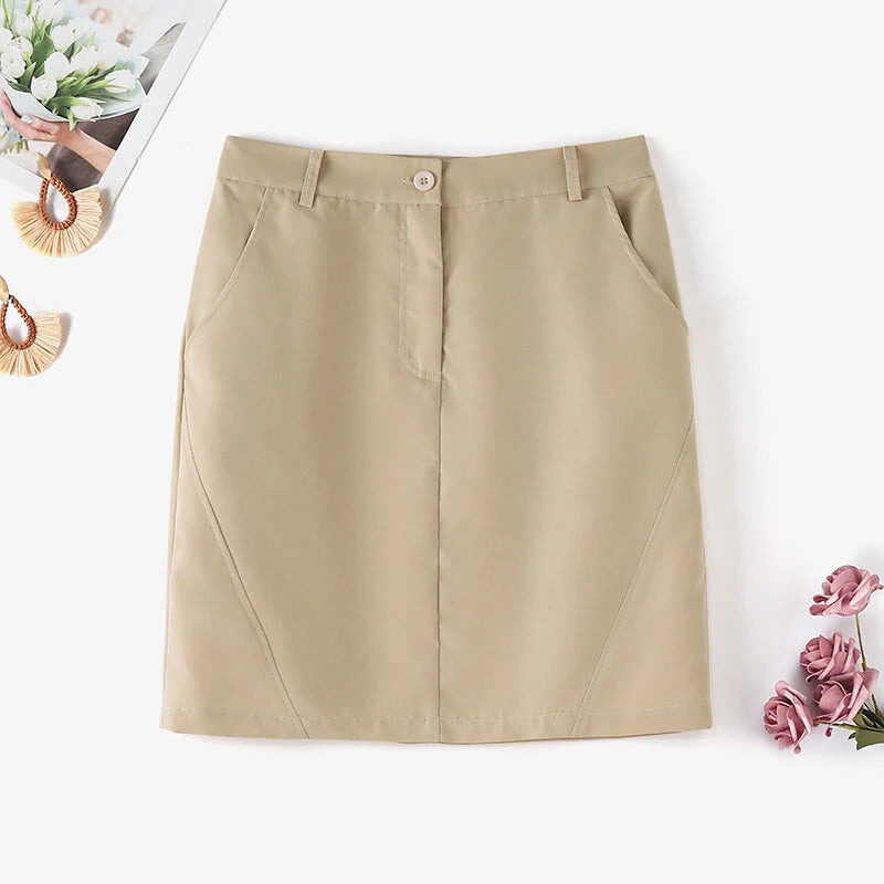 ZANZEA Women Street Fashion OL Work Skirts Side Pockets Plain Zipper Commute Mini Pencil Overskirts