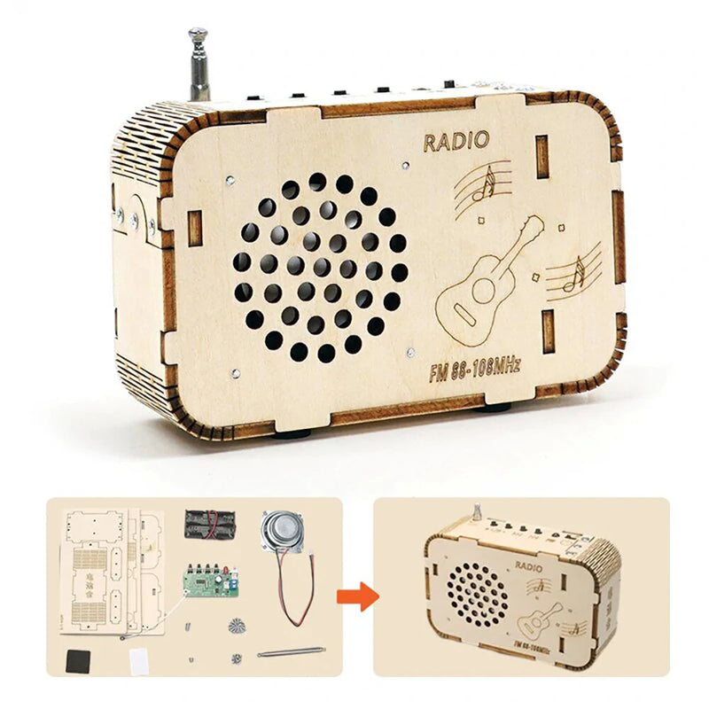 Small Science Technology Mini Wooden DIY Radio Models Handmade Homemade Assembly Puzzles Color Crafts