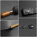 16-Bone Double Fully Automatic Rain Umbrella Keel Wooden Handle Sun Protection Umbrellas Large Folding Business Umbrella For Sunny Rainy Days