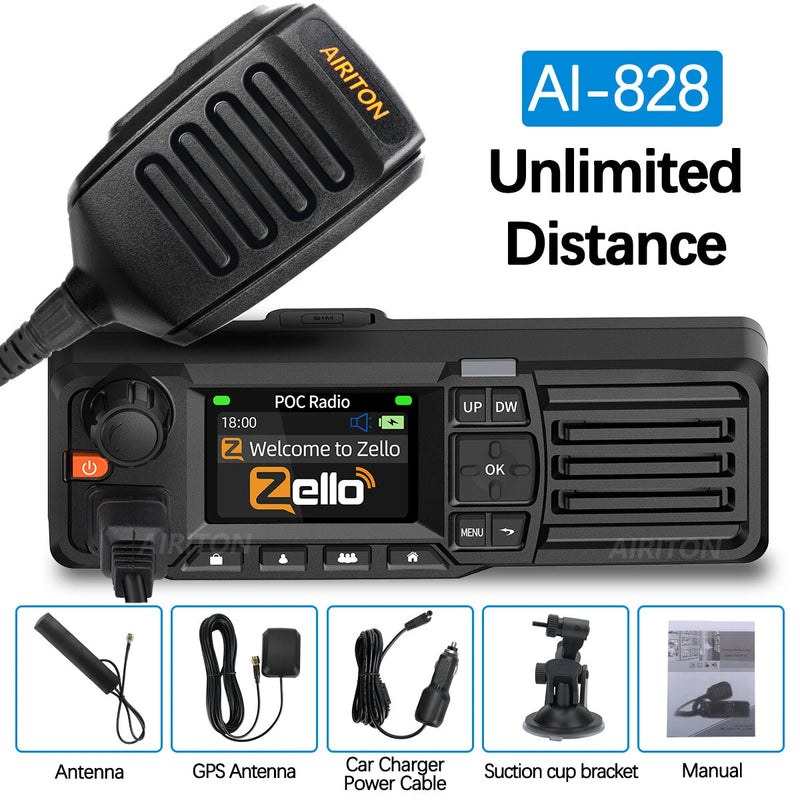 AIRITON AI-828 Mobile POC Car Radio Global GPS Unlimited Distance Network Zello Walkie Talkie Bluetooth 2G 3G 4G Android WIFI Car Radio