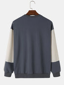 ChArmkpR Mens Smile Face Print Contrast Patchwork Pullover Sweatshirts