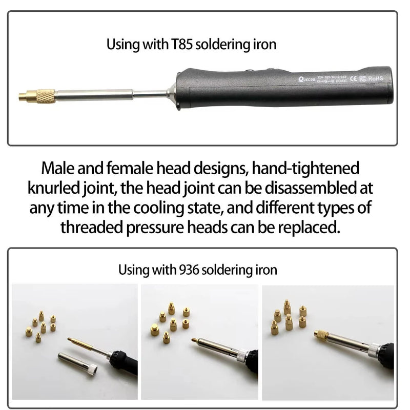 Toaiot TS100s Soldering Iron Tip Hot Melt Nut Indenter Kit Brass Inserts CNC Precision for M2 M3 M4 M5 M6 M8 Universal Soldering Iron Tips VORON Inlaid Nut Implant