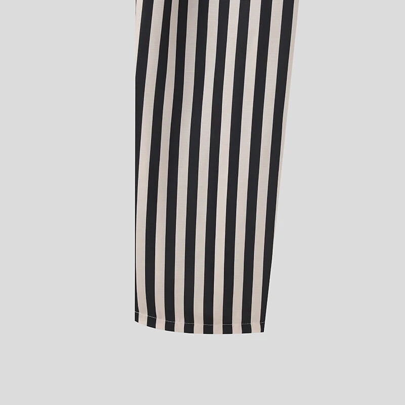 INCERUN Mens Casual Ethnic Striped Loose-Fit Pant Comfortable Wide Leg Long Trousers Plus Size for Men S-5XL