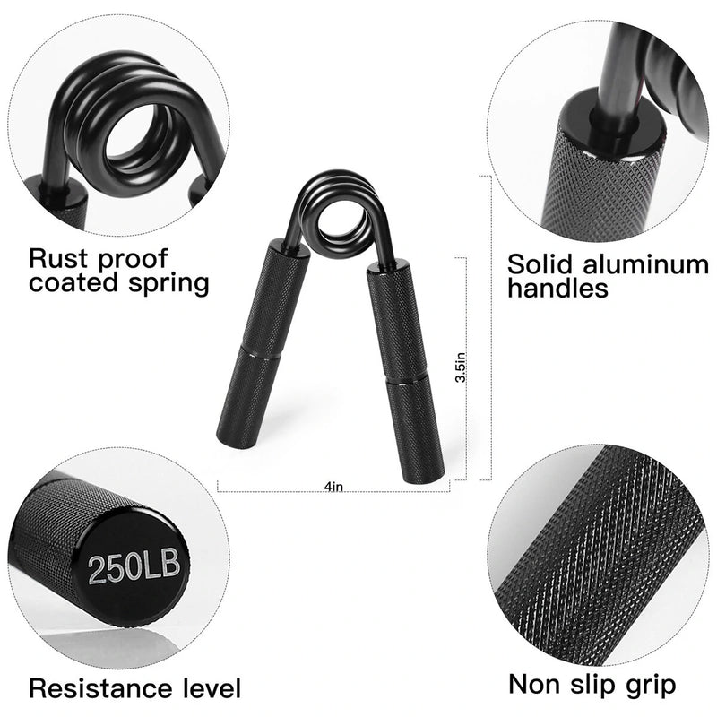 250LB Hand Grip Strengthener Metal Gripper Aluminum Handle Professional Strength Handgrip Finger Training for Gym Sport