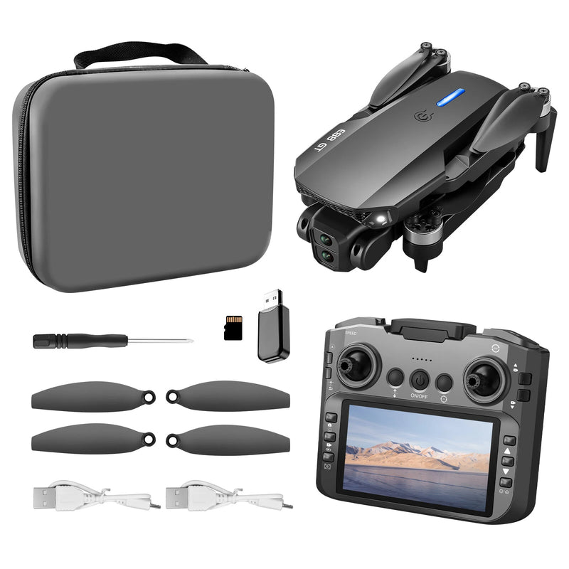 YLR/C E88 GT WiFi FPV with 4.9inch Large LCD Screen Controller HD Dual Camera Optical Flow Positioning Brushless Foldable RC Drone Quadcopter RTF