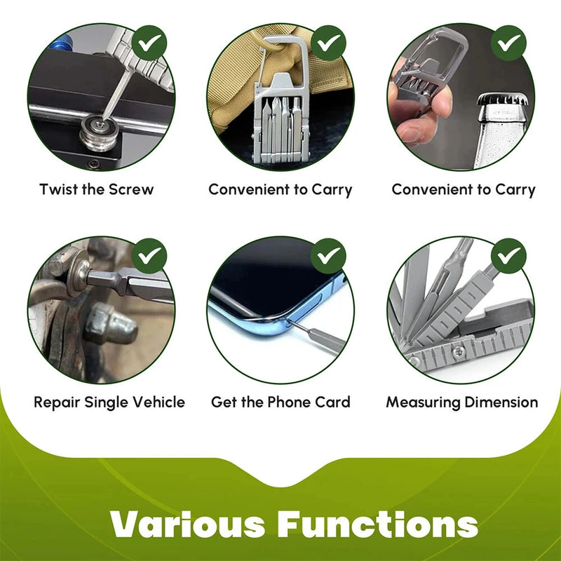 IPRee 13 in 1 Folding Multi-function Tool Stainless Steel Portable Bottle Opener Folding Screwdriver Outdoor Bicycle Repair Tool