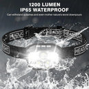 1200LM Super Bright Motion Sensor Headlamp Outdoor Waterproof Head Flashlight USB Charging Headlight for Fishing Camping Search Light