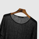 INCERUN Mens Relaxed Fit Hollow Knit Long Sleeve T-Shirt Soft Drape Fabric Slightly See-through Tshirt Top