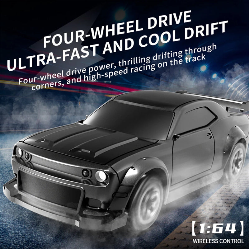 XCL-165 1/64 2.4G 4WD Drift RC Car Mini Racing LED Light Full Proportional Remote Control High Speed On-Road Racing Vehicle Model Boys Gifts Toys