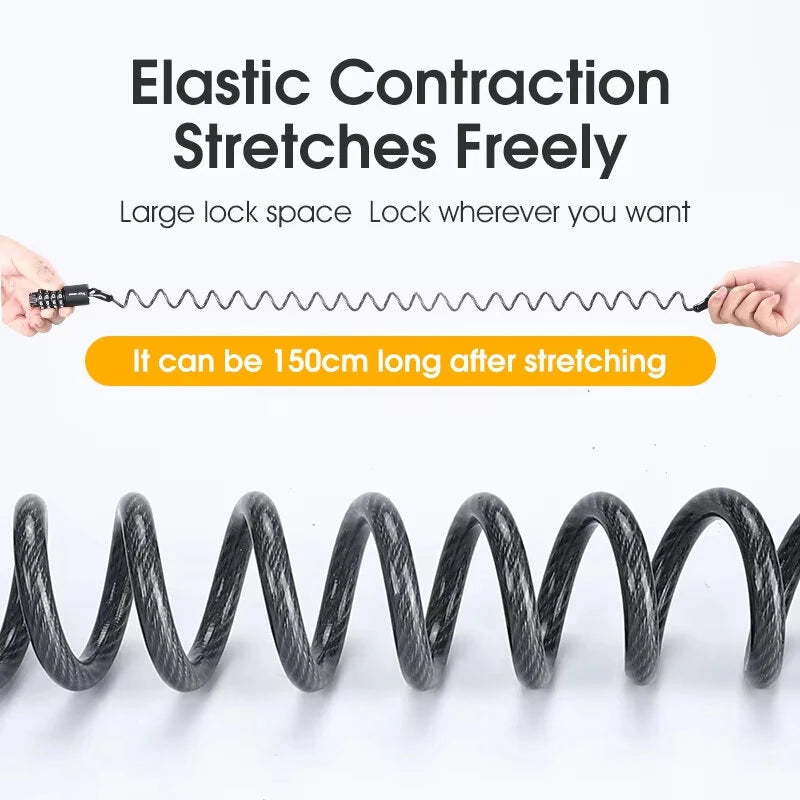 WEST BIKING Bicycle Lock Steel Cable Chain Security 4 Digit Combination Anti-Theft Password Code Safety Bike Lock