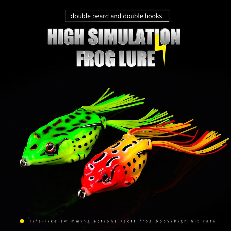 5pcs Frog Fishing Lures 13g/6cm Soft Bait Frog Artificial Baits Fishing Tackle with Double Fishing Hooks for Freshwater Saltwater Fishing