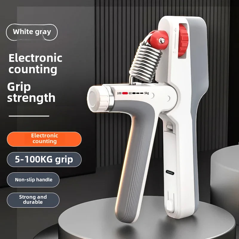 KALOAD 5-100kg USB Rechargeable Electronic Counting Hand Gripper Adjustable Resistance Strengthener for Finger Arm Muscle Strength Exercise Training