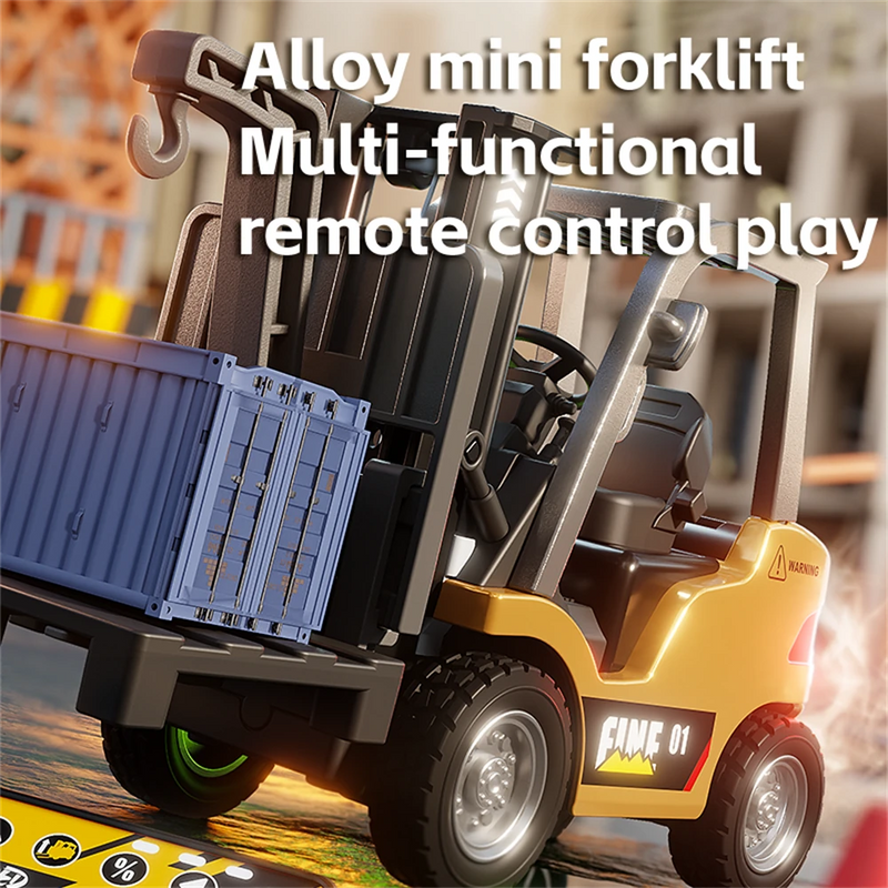 TRASPED HG-4-243 RTR 1/64 2.4G Mini RC Car Alloy Forklift Support App Remote Controlled LED Light Sound Engineering Vehicle Desktop Toys Model Collection Gift For Boys