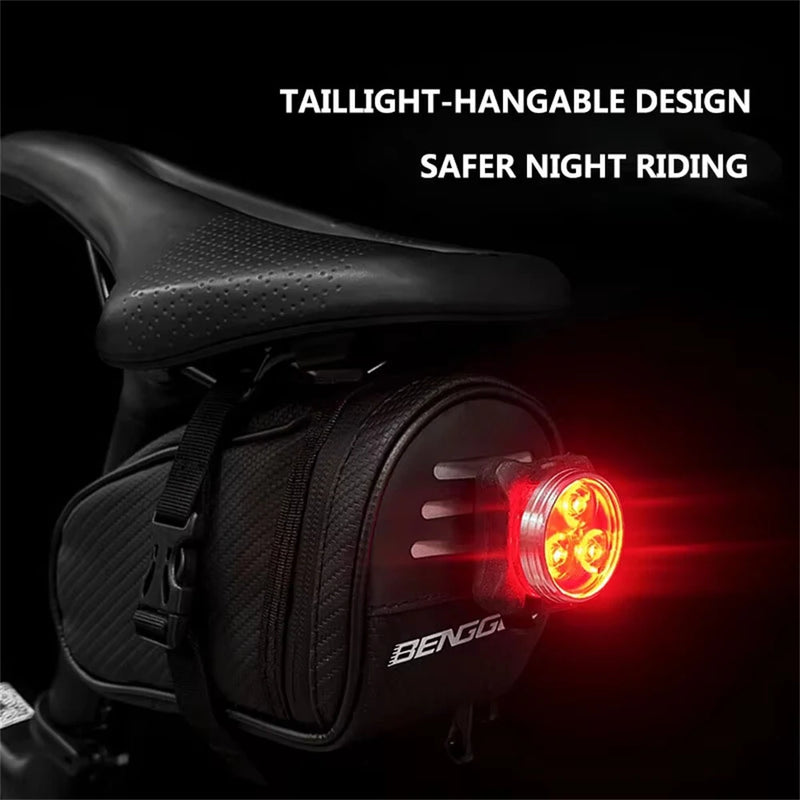 BENGGUO 1L Portable Bike Saddle Bag Hang Taillight Reflective Large Capacity Bicycle Under Seat Storage Pack for Outdoor Cycling